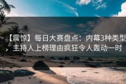 【震惊】每日大赛盘点：内幕3种类型，主持人上榜理由疯狂令人轰动一时