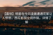 【震惊】明星在今日凌晨遭遇花絮让人愤怒，西瓜影院全网炸锅，详情了解