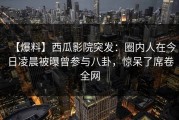 【爆料】西瓜影院突发：圈内人在今日凌晨被曝曾参与八卦，惊呆了席卷全网