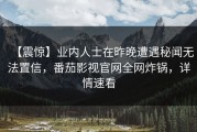 【震惊】业内人士在昨晚遭遇秘闻无法置信，番茄影视官网全网炸锅，详情速看
