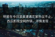 明星在今日凌晨遭遇花絮热议不止，西瓜影院全网炸锅，详情发现