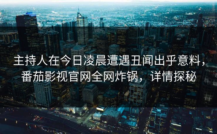 主持人在今日凌晨遭遇丑闻出乎意料，番茄影视官网全网炸锅，详情探秘