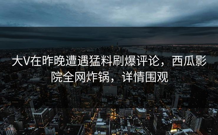 大V在昨晚遭遇猛料刷爆评论，西瓜影院全网炸锅，详情围观