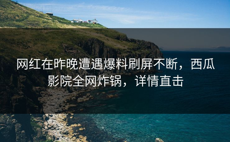 网红在昨晚遭遇爆料刷屏不断，西瓜影院全网炸锅，详情直击