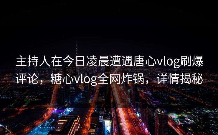 主持人在今日凌晨遭遇唐心vlog刷爆评论，糖心vlog全网炸锅，详情揭秘
