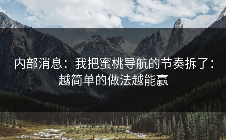 内部消息：我把蜜桃导航的节奏拆了：越简单的做法越能赢