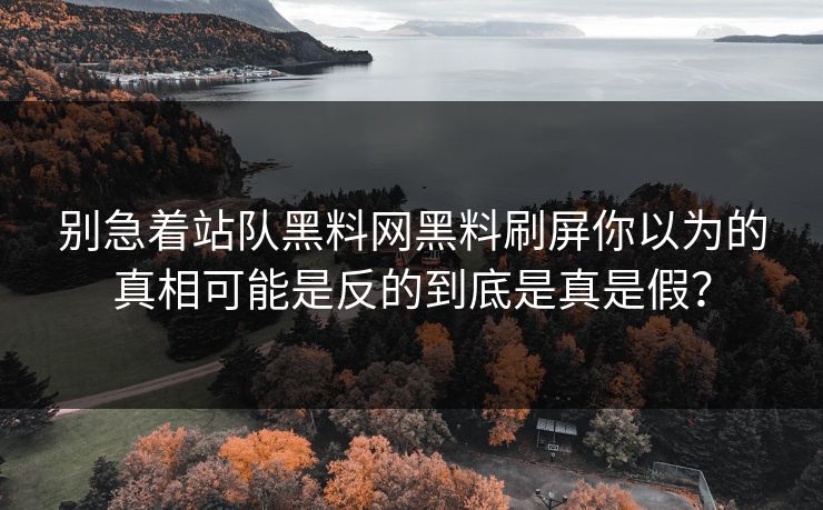 别急着站队黑料网黑料刷屏你以为的真相可能是反的到底是真是假? 别急着站队黑料网黑料刷屏你以为的真相可能是反的到底是真是假?